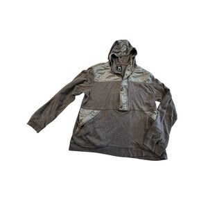 Kane and Unke Mens XL  1/4 Zip Hooded‎ Jacket Pullover Long Sleeve Buttons EUC